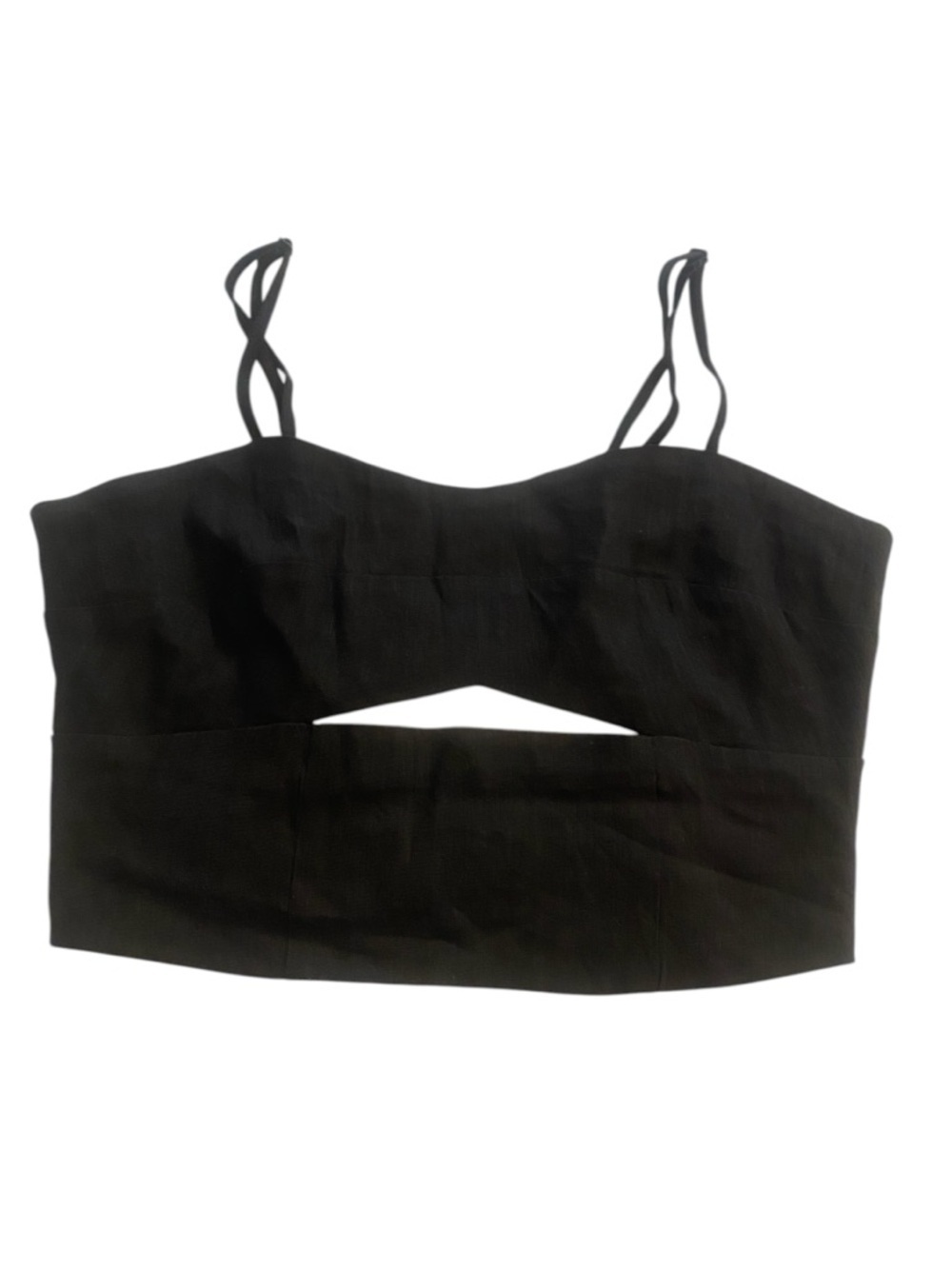Jason Wu Women’s Black Cutout Camisole Crop Linen Top medium